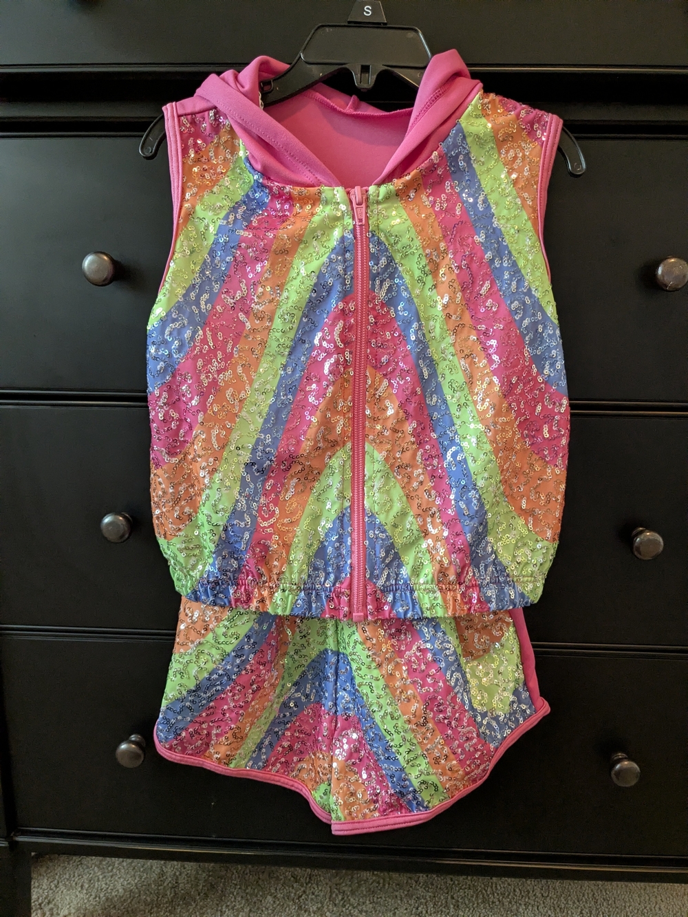 Weissman Pink Multicolor Sequin Rainbow Hooded Costume Set
